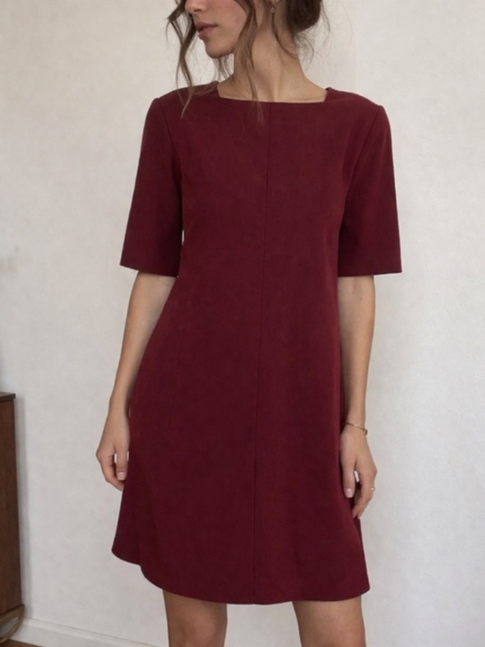 MM LaFleur Emily Burgundy Red Shift Dress Size‎ 14  Minimalist Capsule Workwear